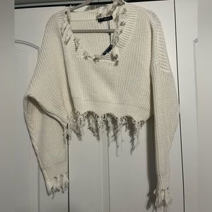 White Cropped Sweater